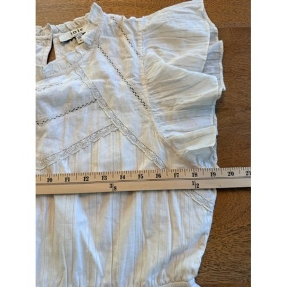 Joie Ivory Cotton Lace Trim Ruffle Midi Dress Elastic Waist Pockets Womens XL - Picture 7 of 10